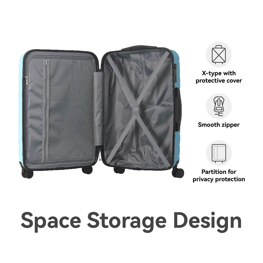 Luggage Sets ABS Hardshell 3pcs Luggage, Lightweight Durable Suitcase Sets Spinner Wheels Suitcase With TSA Lock 20''24''28'' Available(Blue)_voghion.com